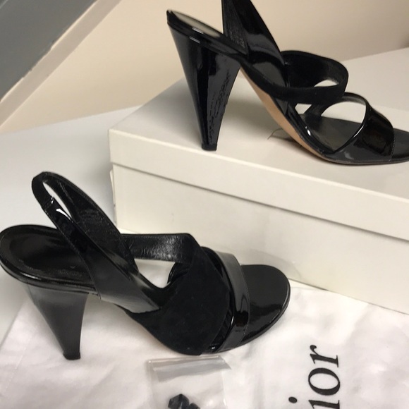 Christian Dior Black Slingback Sandals sz 8 1/2 - Picture 2 of 6